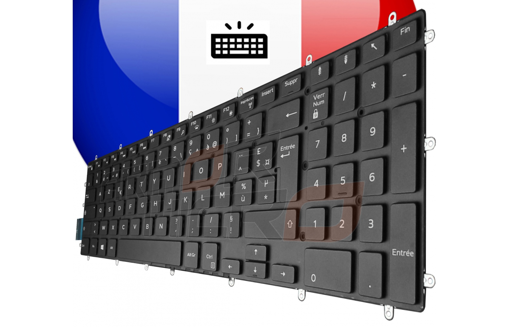 Dell FTTYH - AZERTY Français - Clavier d'ordinateur portable (intégré)